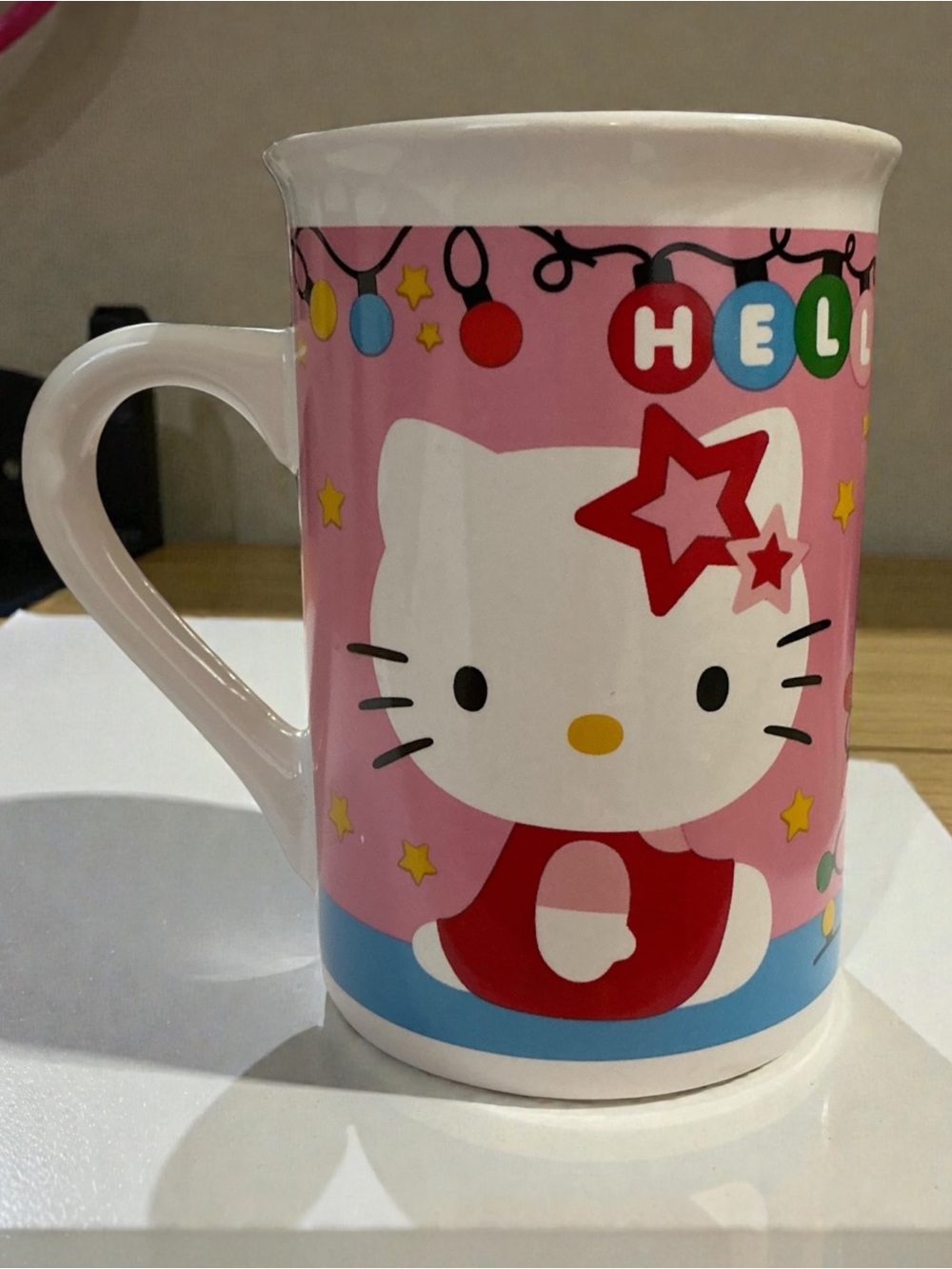 Hello Kitty Pink and Red Ceramic Mug with Colorful Accents